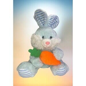 Best Made Toys Bunny Rabbit Plush Stuffed Animal Blue w/Carrot Easter Soft Toy